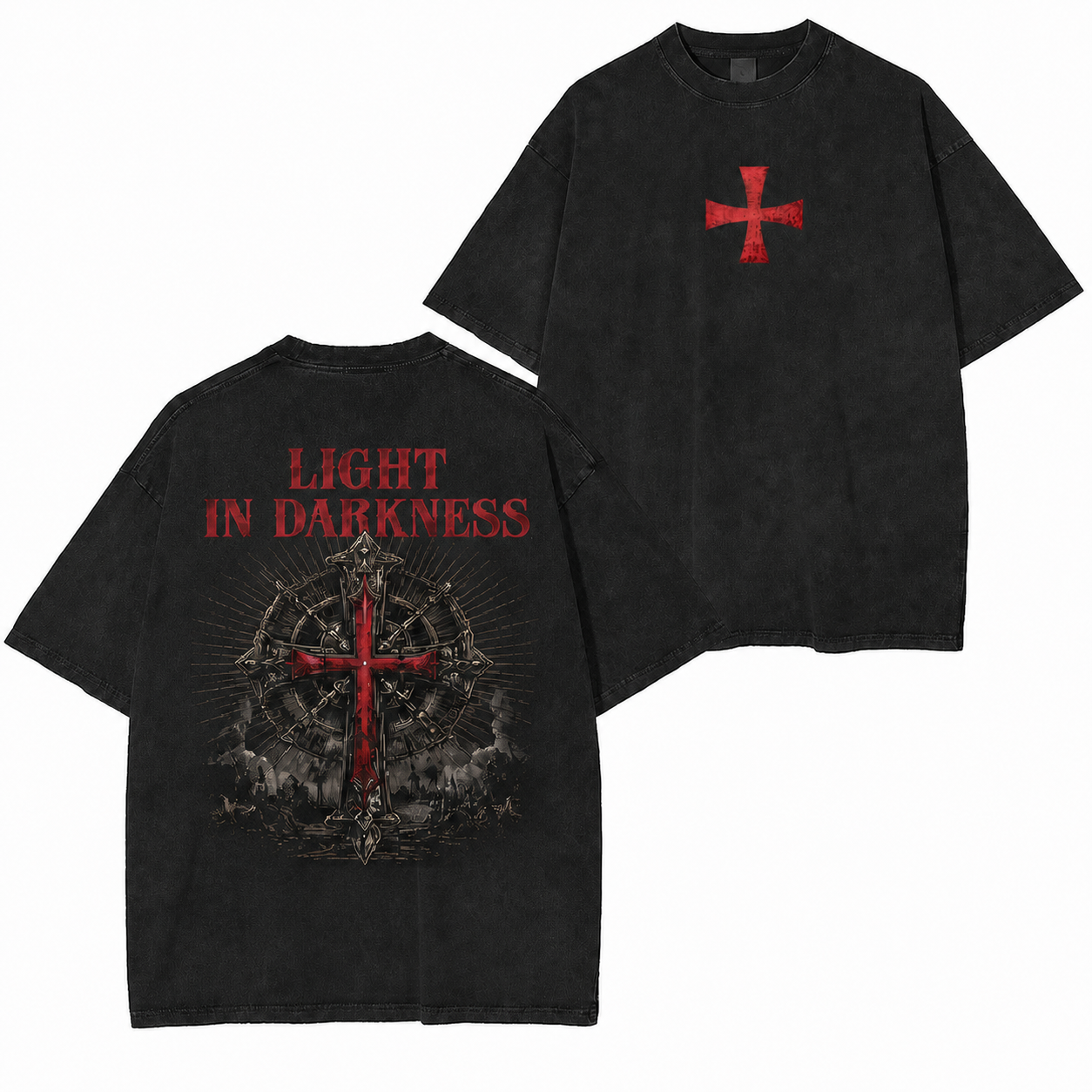Light in Darkness Vintage Cross Washed T-Shirt/Crewneck/Hoodie