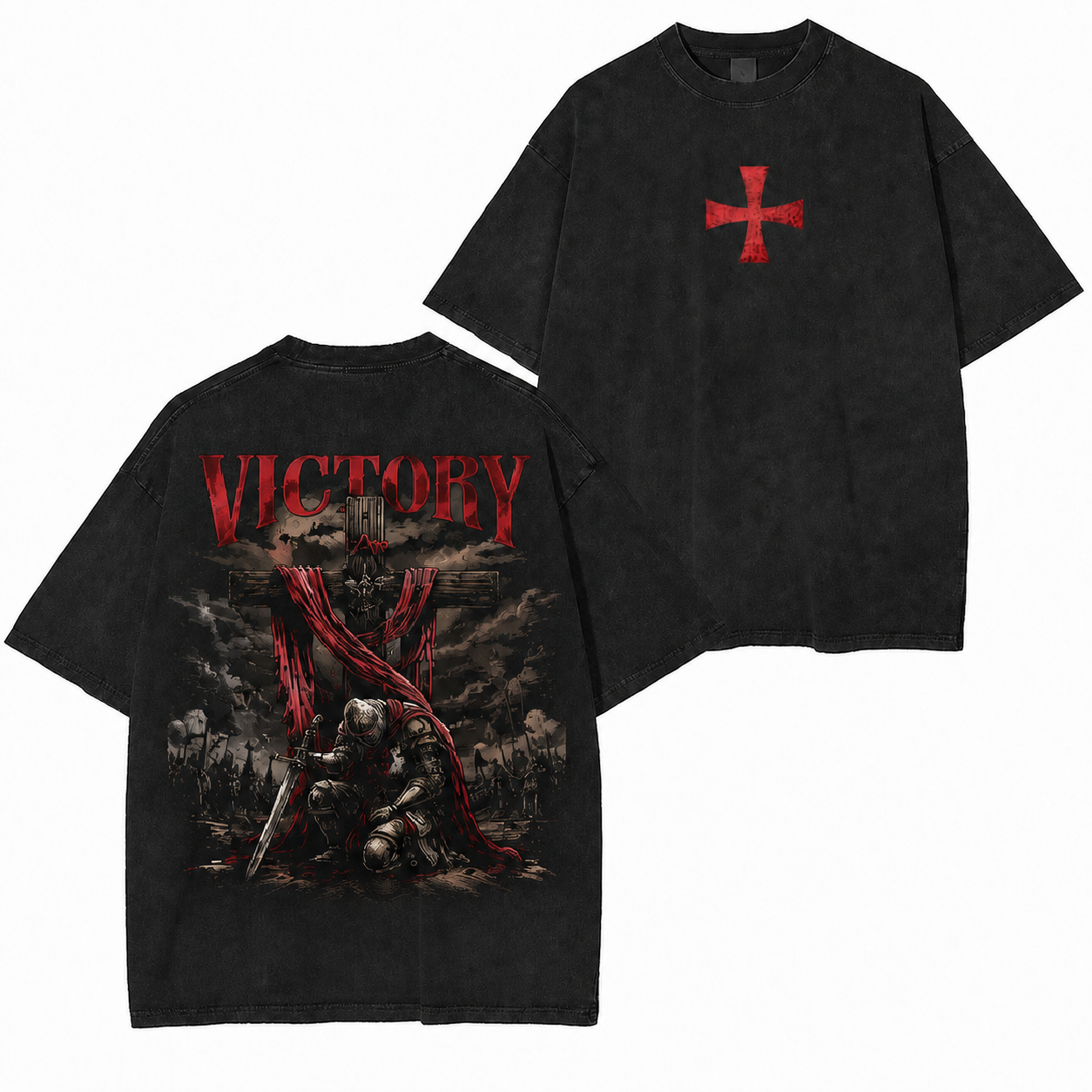 Victory Through Faith Vintage Knight Washed T-Shirt/Crewneck/Hoodie