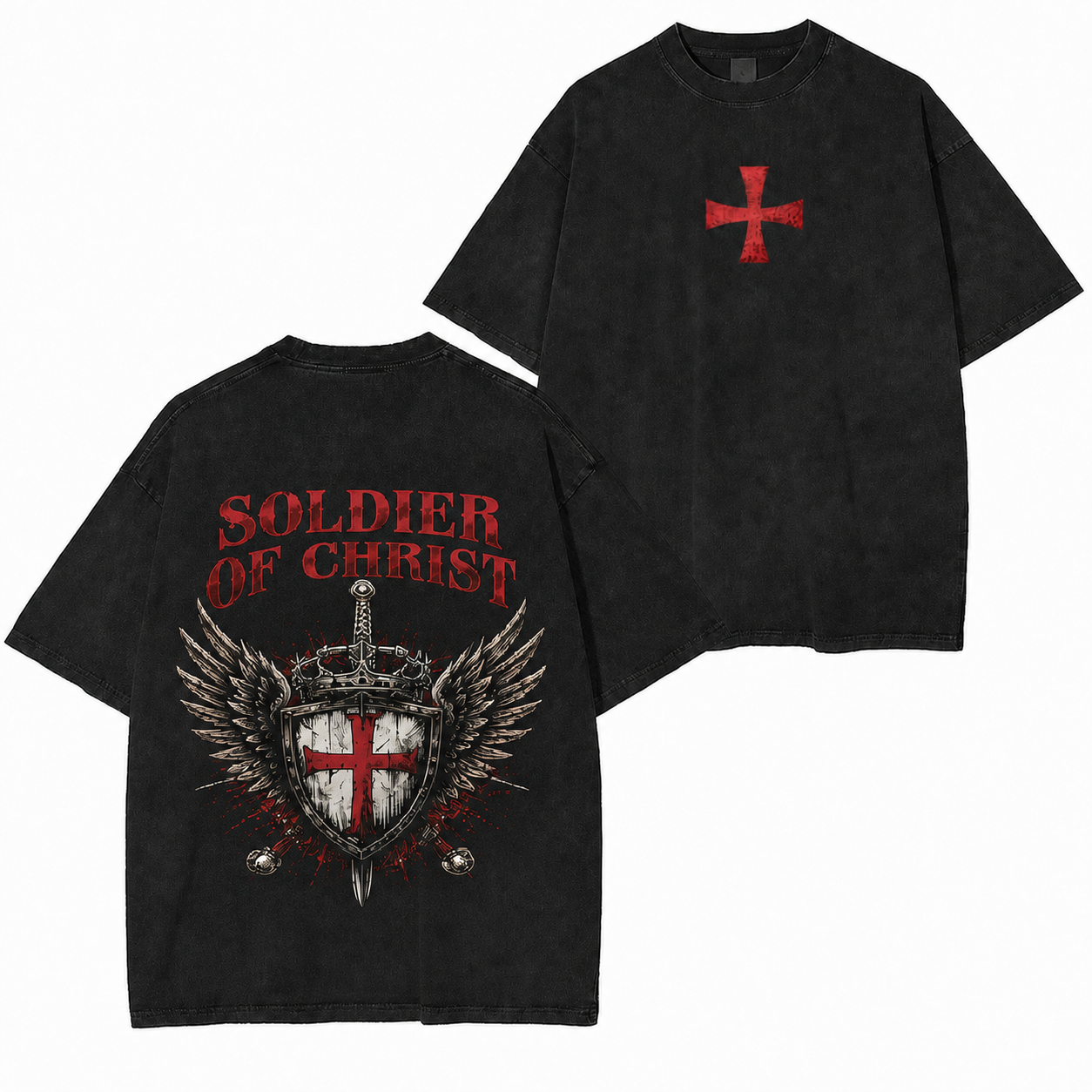 Soldier of Christ Crusader Knight Washed T-Shirt/Crewneck/Hoodie