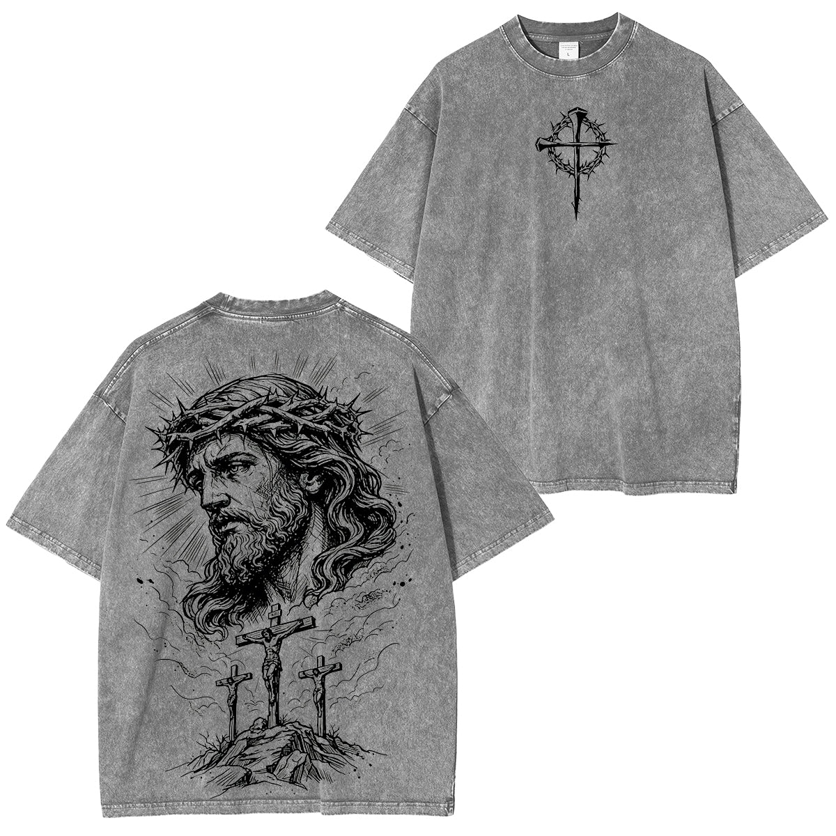 Jesus Christ Crucifixion CrownOf Thorns Washed Unisex T-Shirt