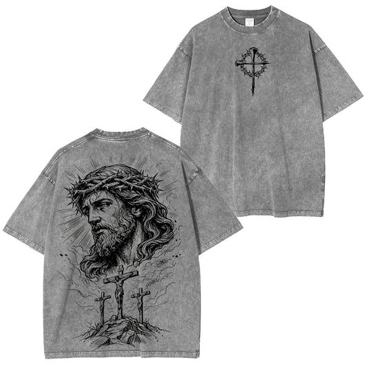 Jesus Christ Crucifixion CrownOf Thorns Washed Unisex T-Shirt