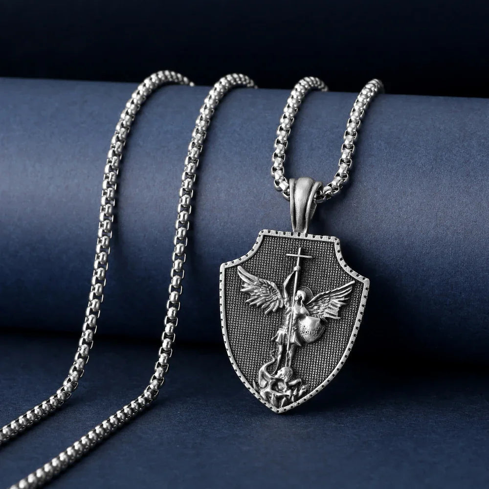 PURE TIN ST Michael's Archangel Necklace.