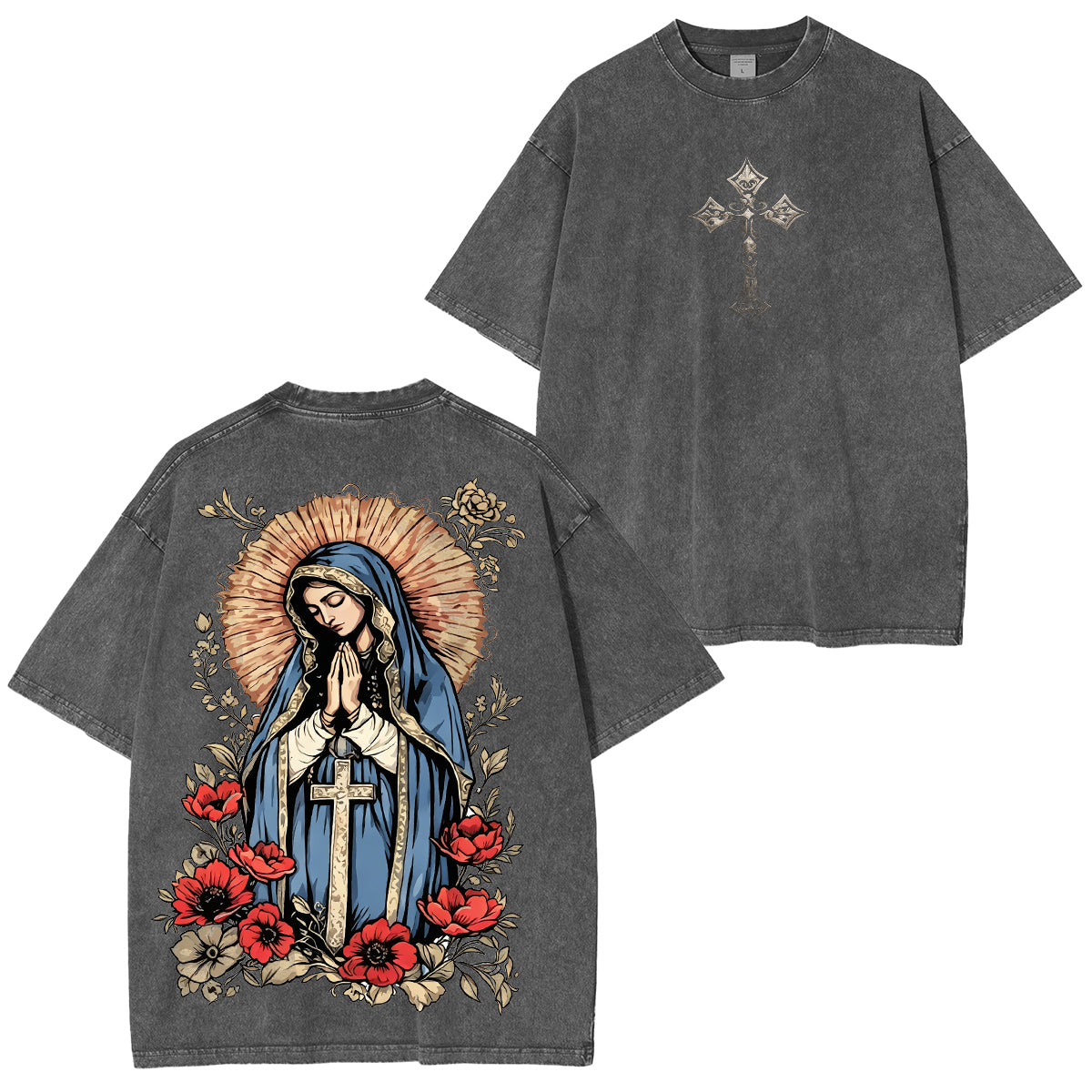 Virgin Mary Graphic Washed Unisex T-Shirt