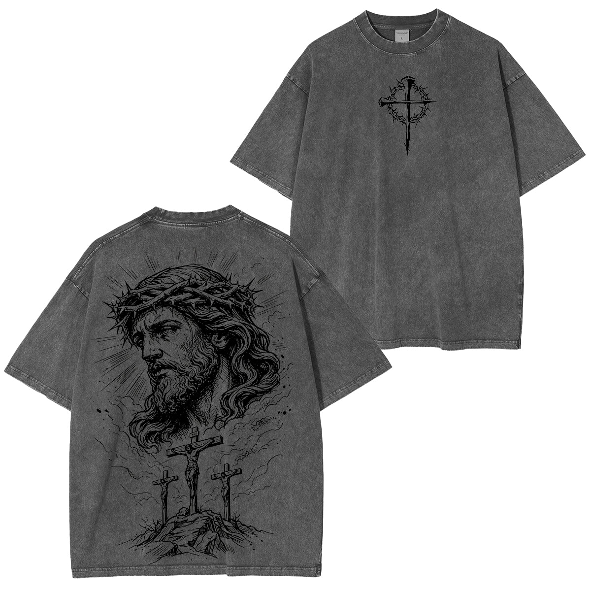 Jesus Christ Crucifixion CrownOf Thorns Washed Unisex T-Shirt