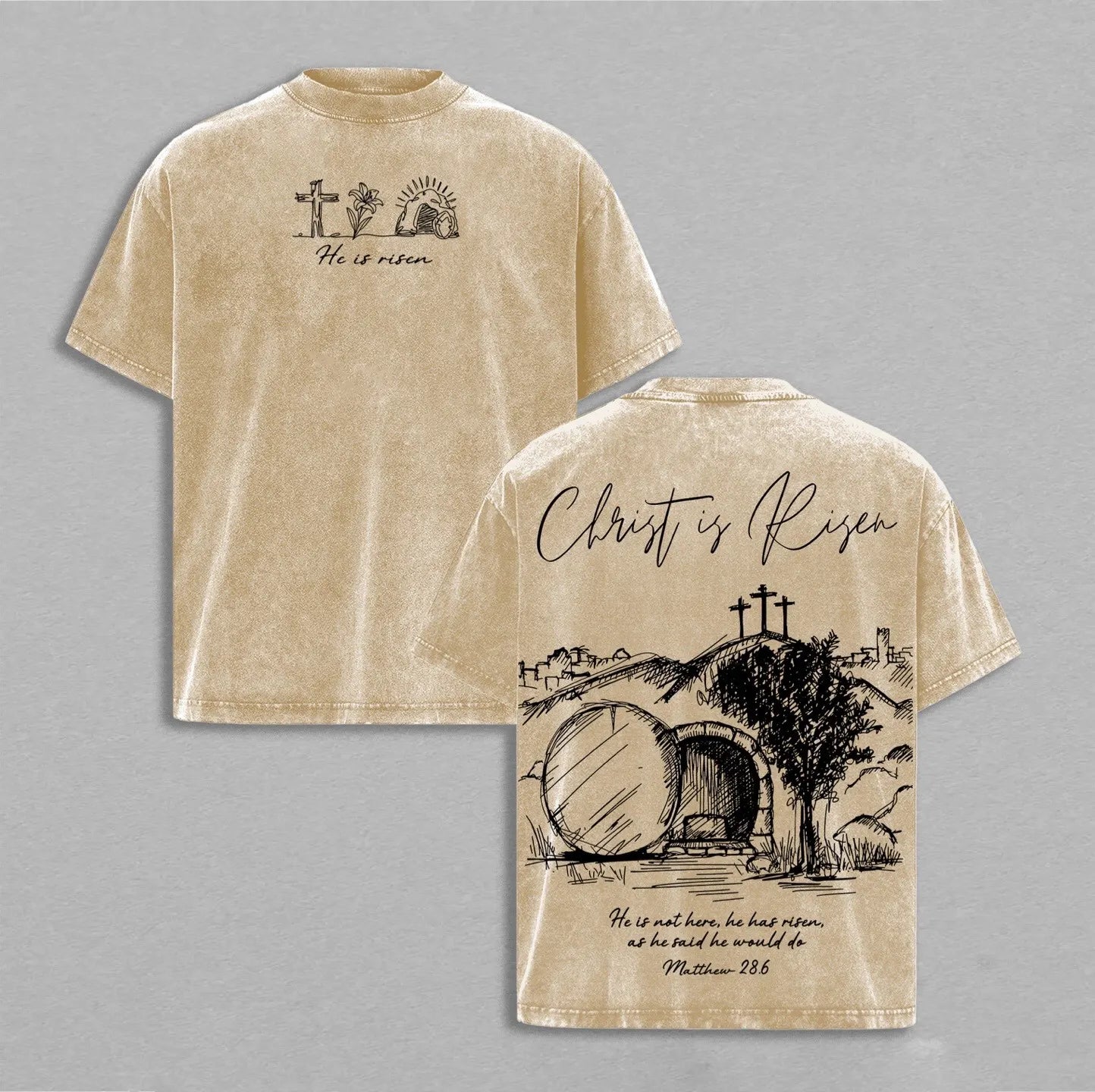 Matthew 28.6 ,Jesus Christ Washed T-shirt/Crewneck/Hoodie