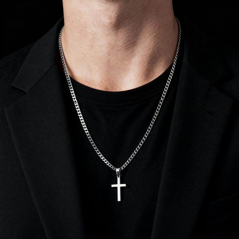 Stainless Steel Cross Silver Necklace