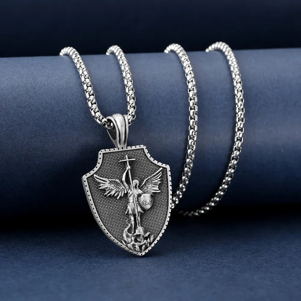 PURE TIN ST Michael's Archangel Necklace.