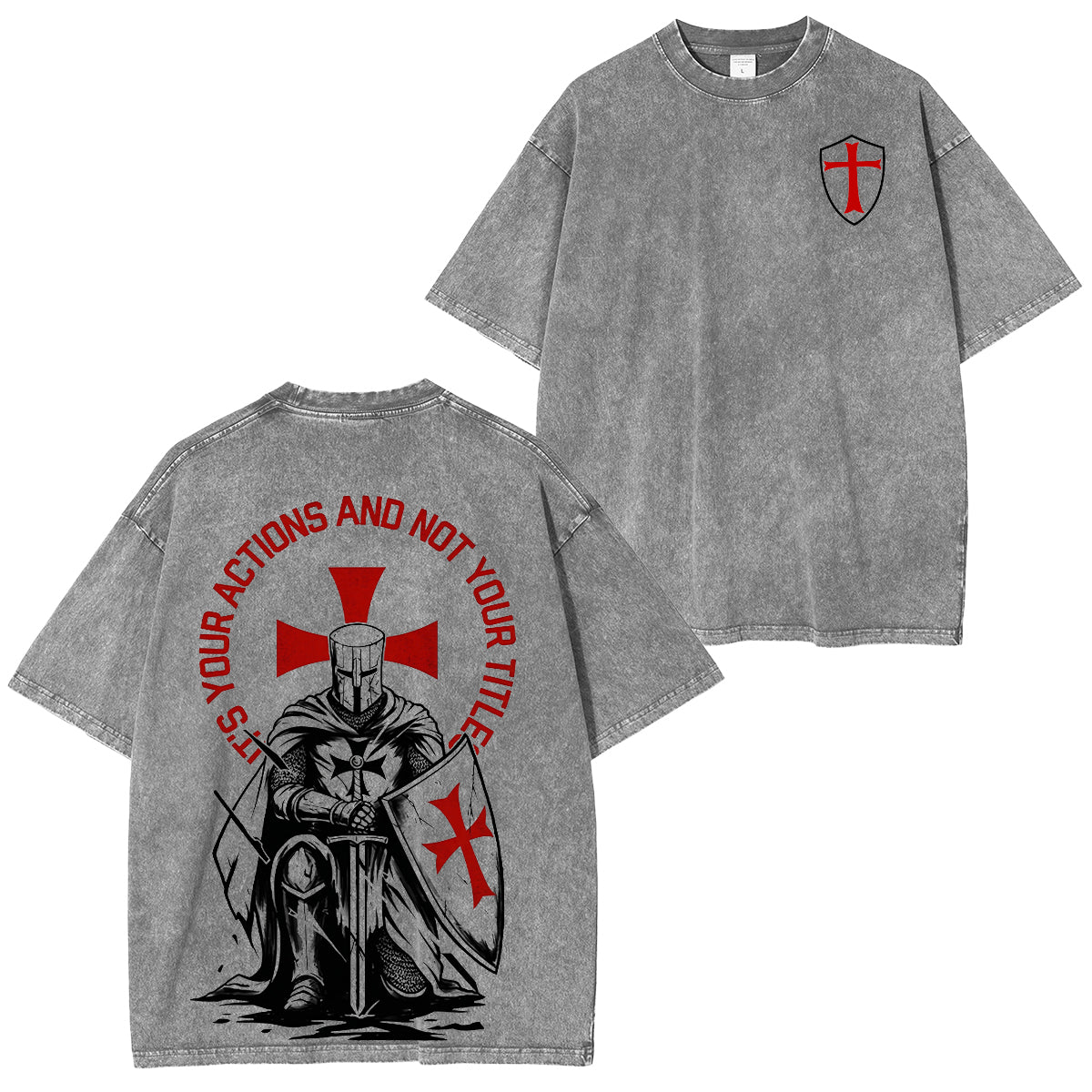 Crusader Knight Washed Unisex T-Shirt