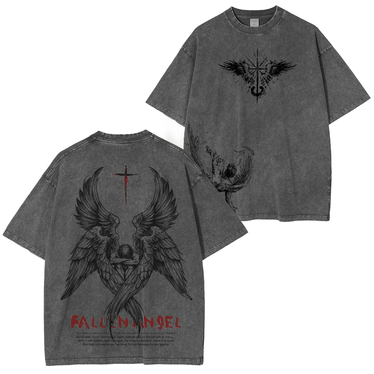 FallenAngel: Broken moments, stronger belief—wear your story. Washed Unisex T-Shirt