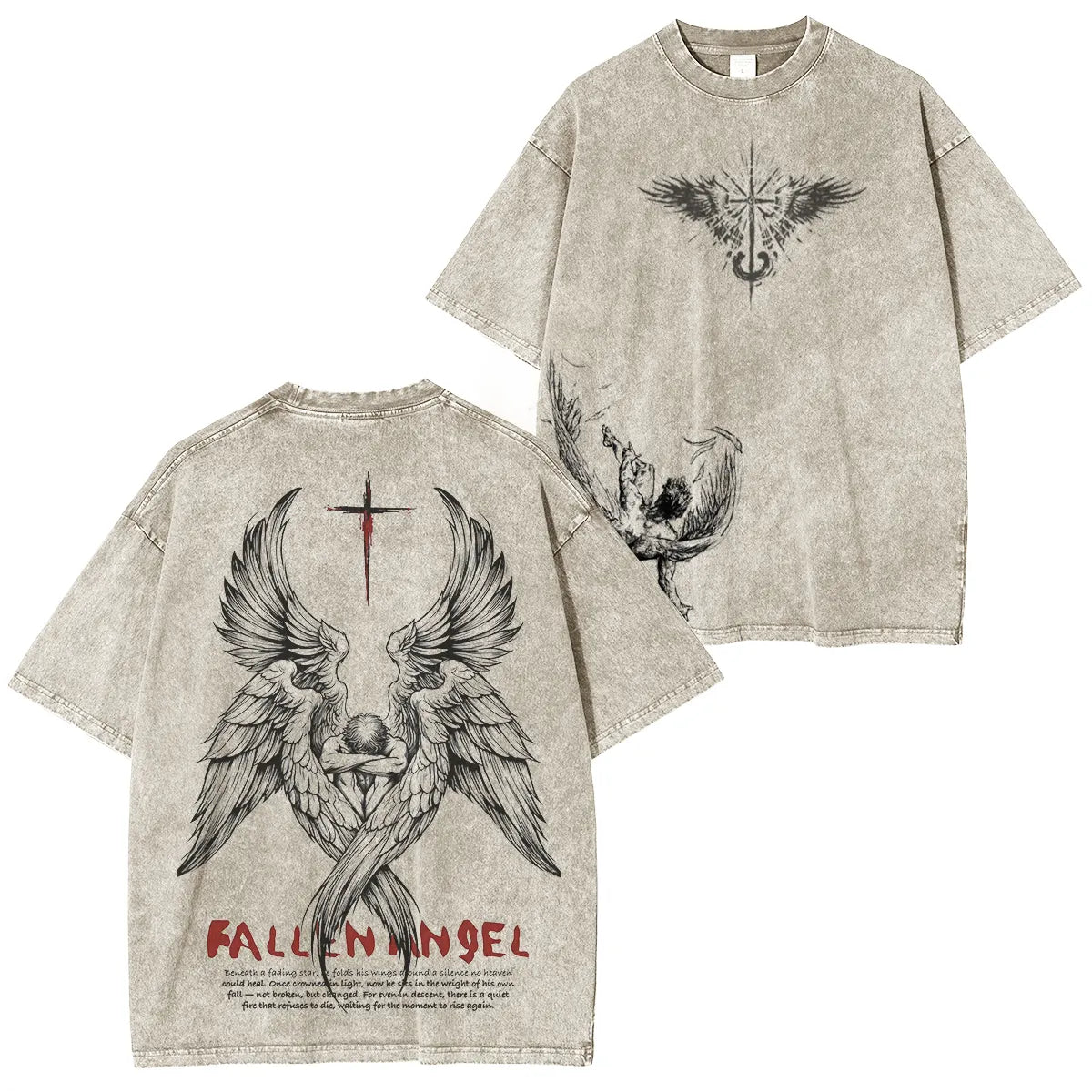 FallenAngel: Broken moments, stronger belief—wear your story. Washed Unisex T-Shirt