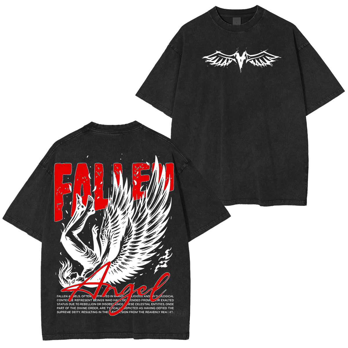 Fallen Angel Angel Wings Washed Unisex T-Shirt
