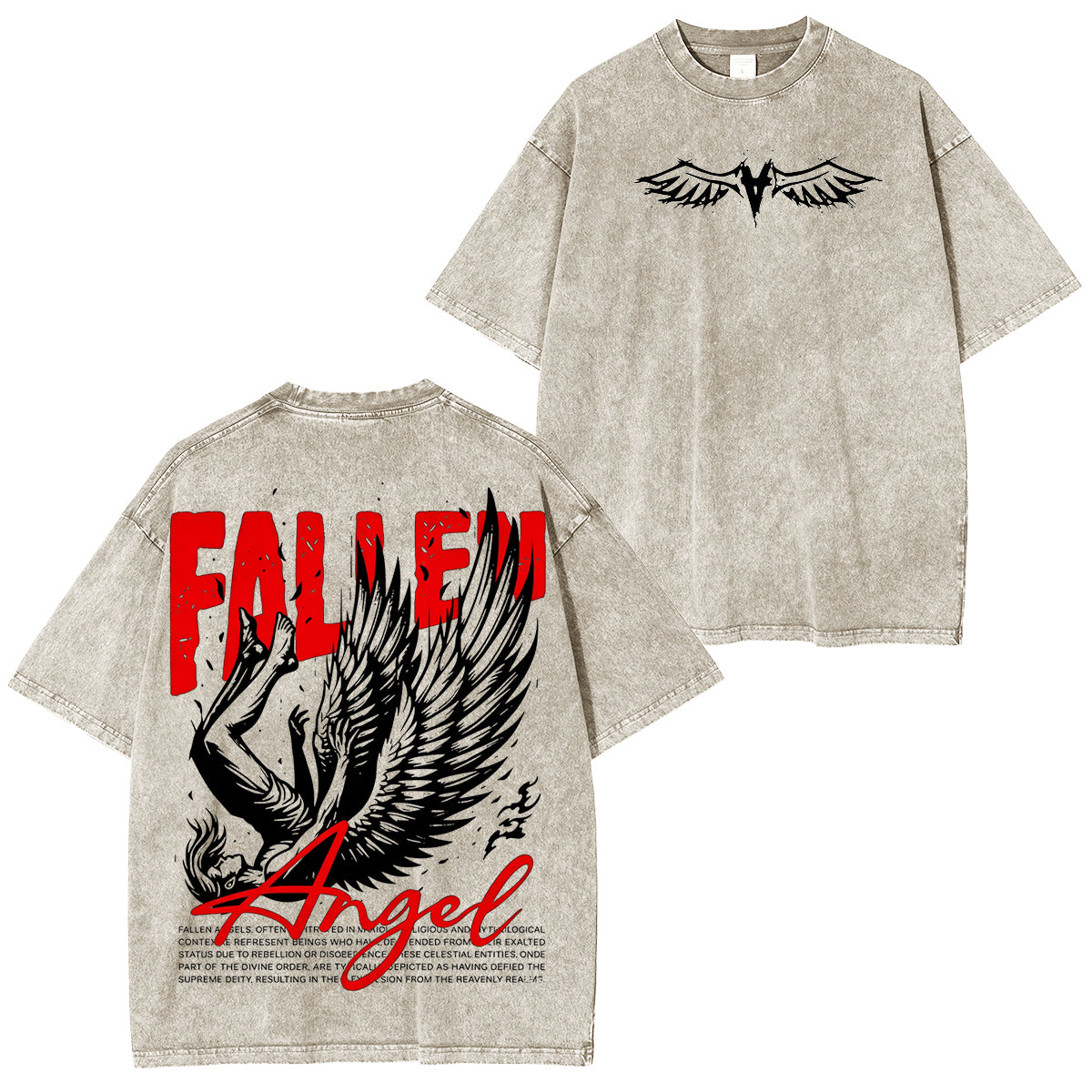 Fallen Angel Angel Wings Washed Unisex T-Shirt