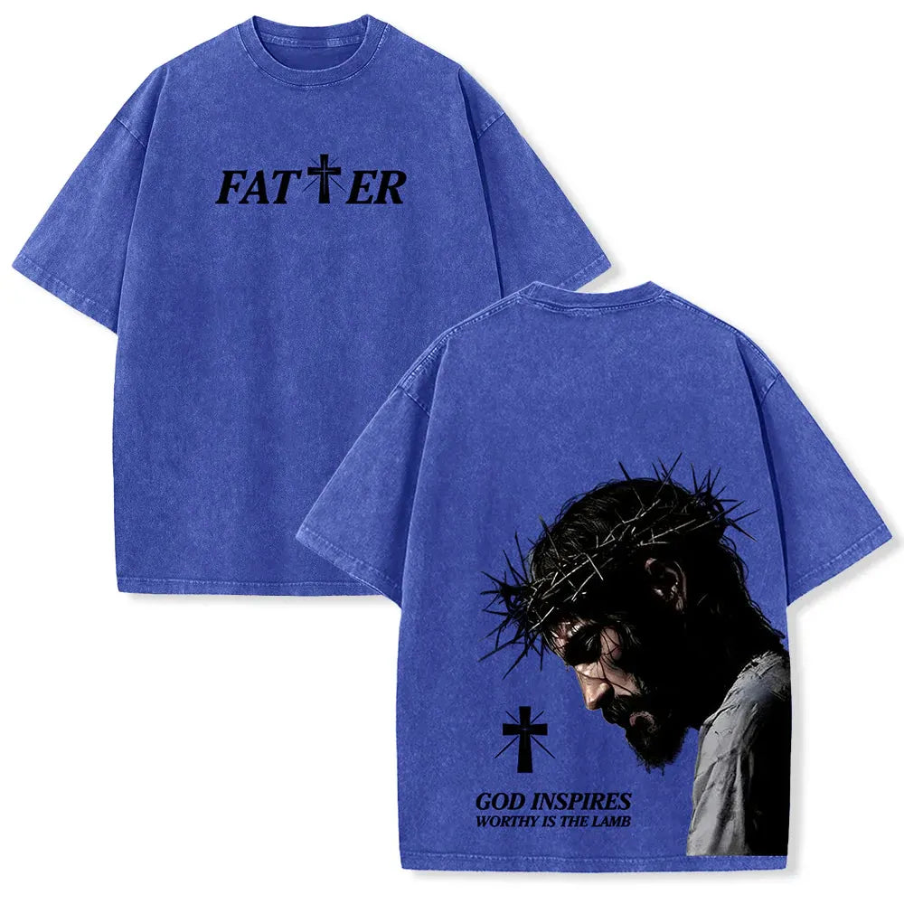 Christianartworkshop Faith-Filled Jesus Crown of Thorns Washed Unisex T-Shirt