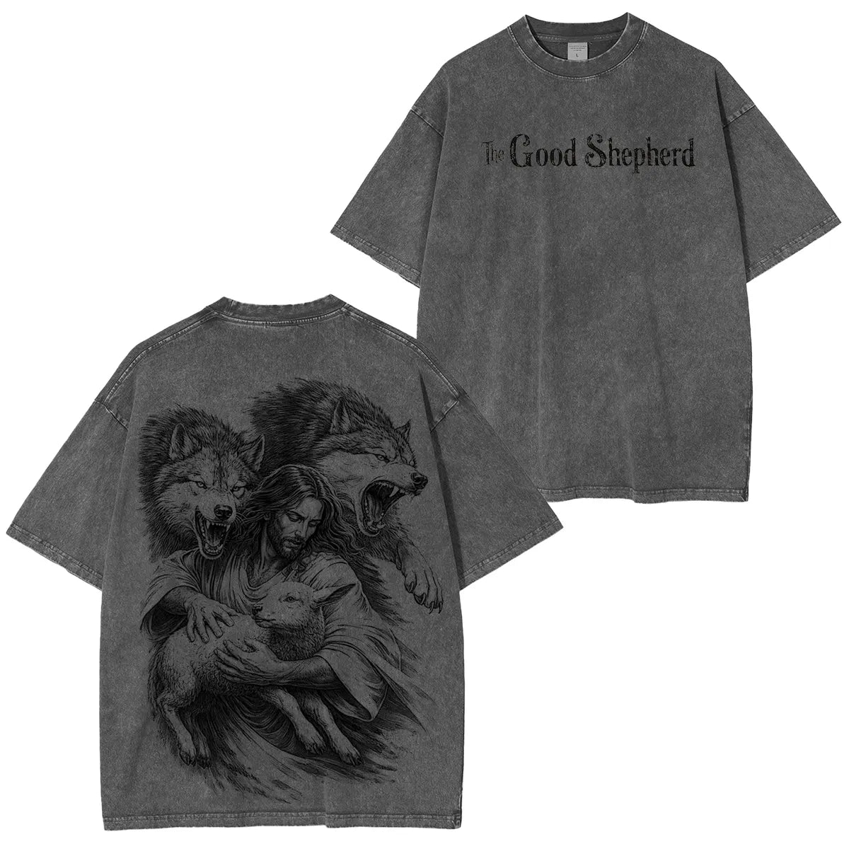 The Good ShepherdTM Shadow Wolf Vintage Washed Unisex T-Shirt