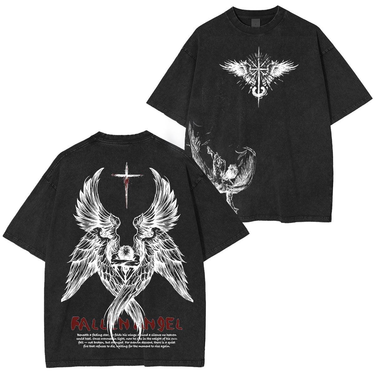 FallenAngel: Broken moments, stronger belief—wear your story. Washed Unisex T-Shirt