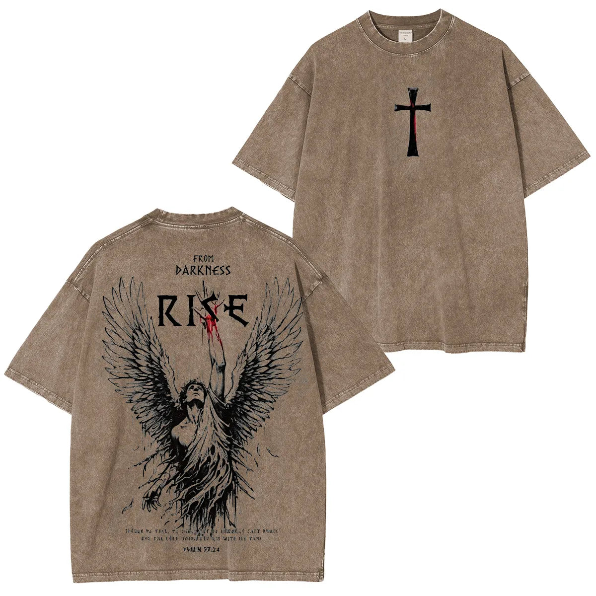 From Darkness Rise Vintage Washed Christian T-Shirt | Fallen Angel Graphic Tee