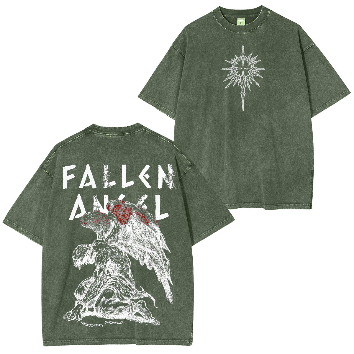 Fallen Angel Shadow Wings Washed Unisex T-Shirt