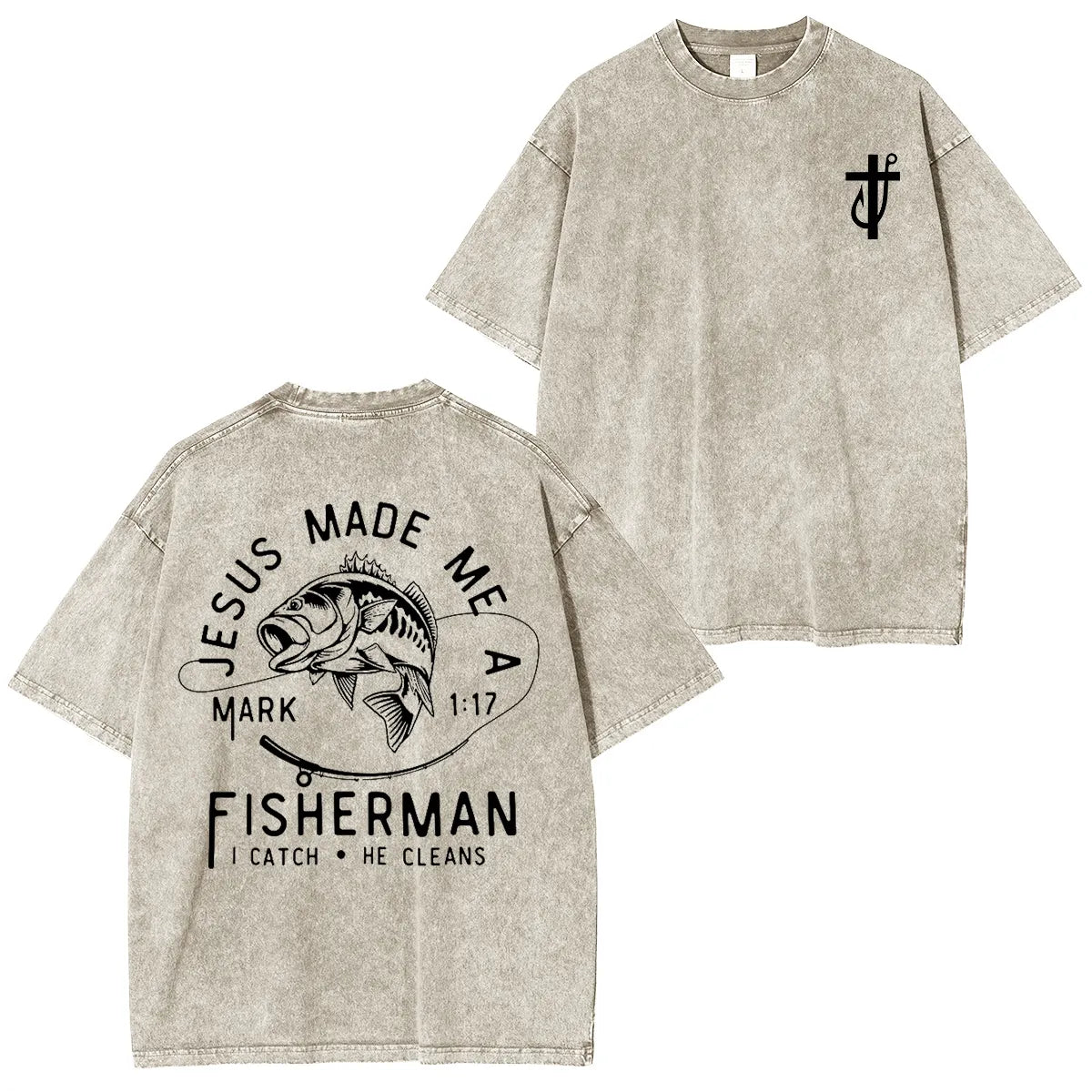 Jesus Made Me a Fishermen Washed Unisex T-Shirt