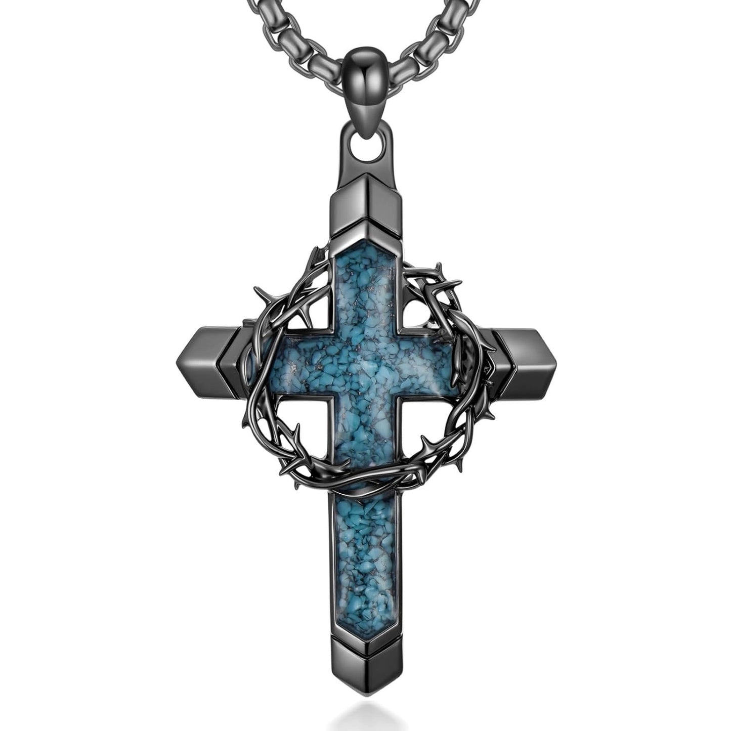 Vintage Crown of Thorns Cross Pendant Necklace – Timeless Symbol of Faith
