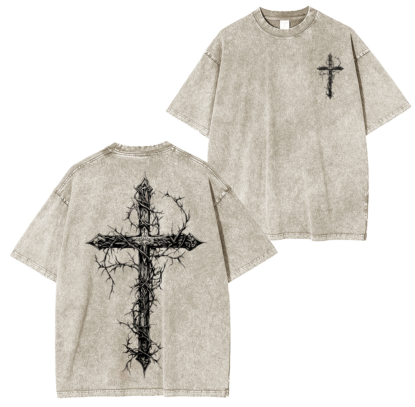 Gothic Cross,Jesus Christ Washed T-shirt/Crewneck/Hoodie