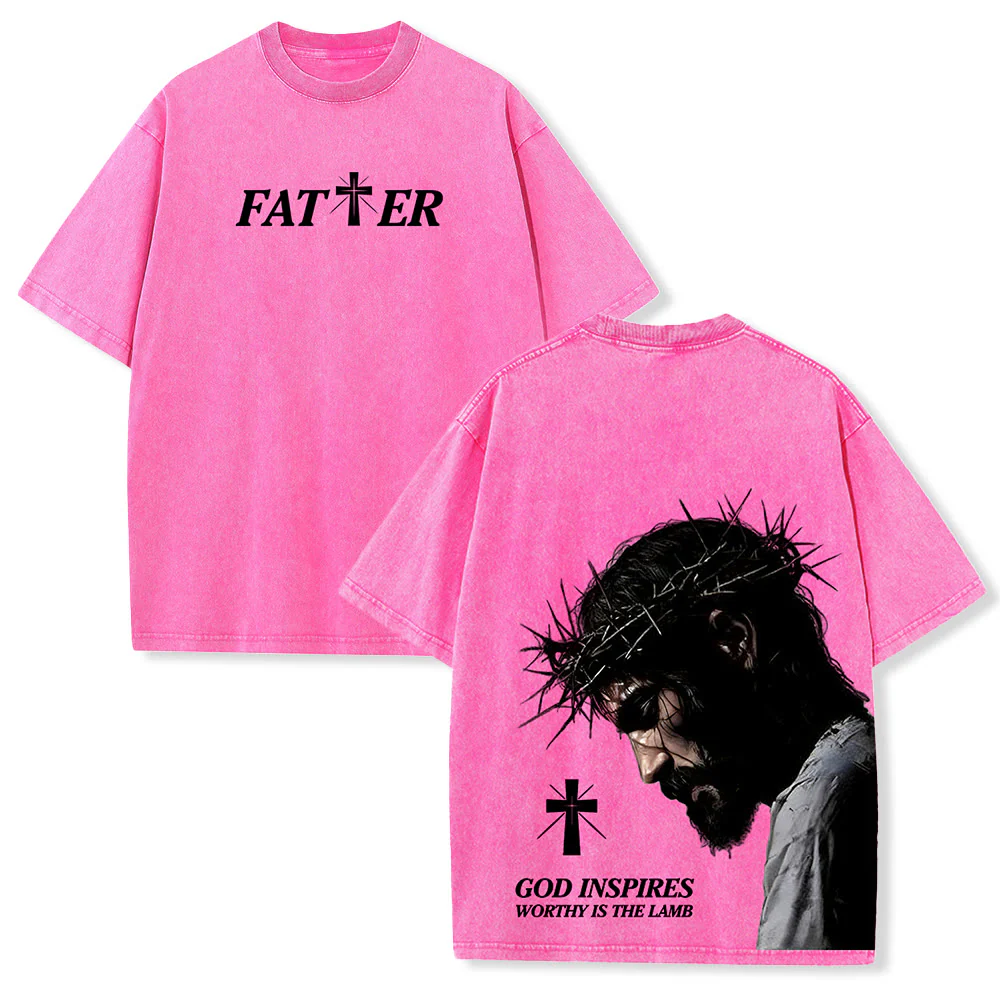Christianartworkshop Faith-Filled Jesus Crown of Thorns Washed Unisex T-Shirt