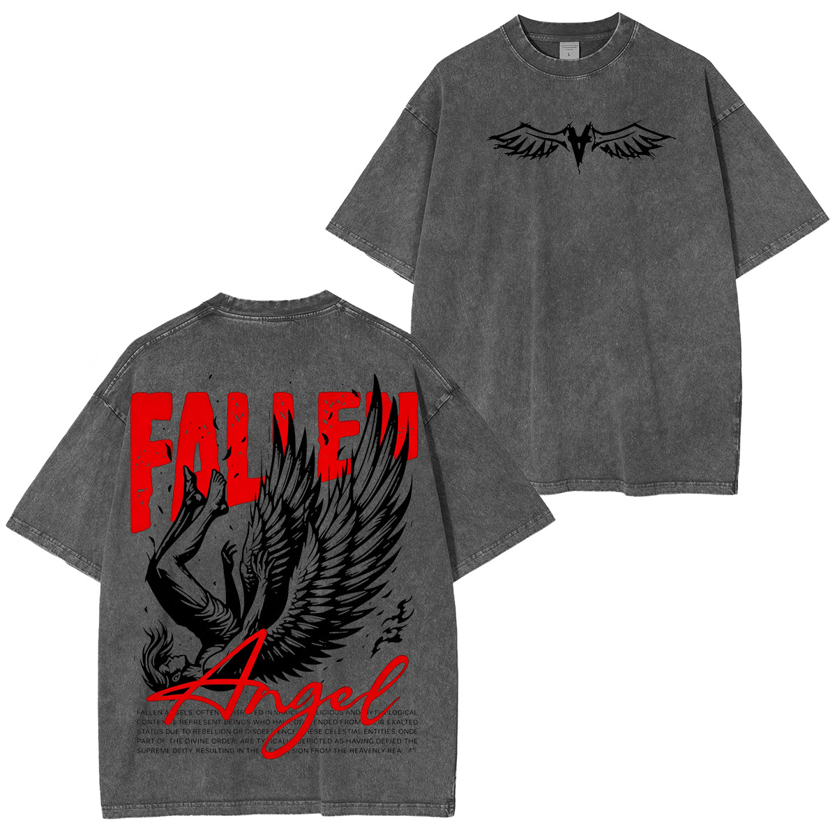 Fallen Angel Angel Wings Washed Unisex T-Shirt
