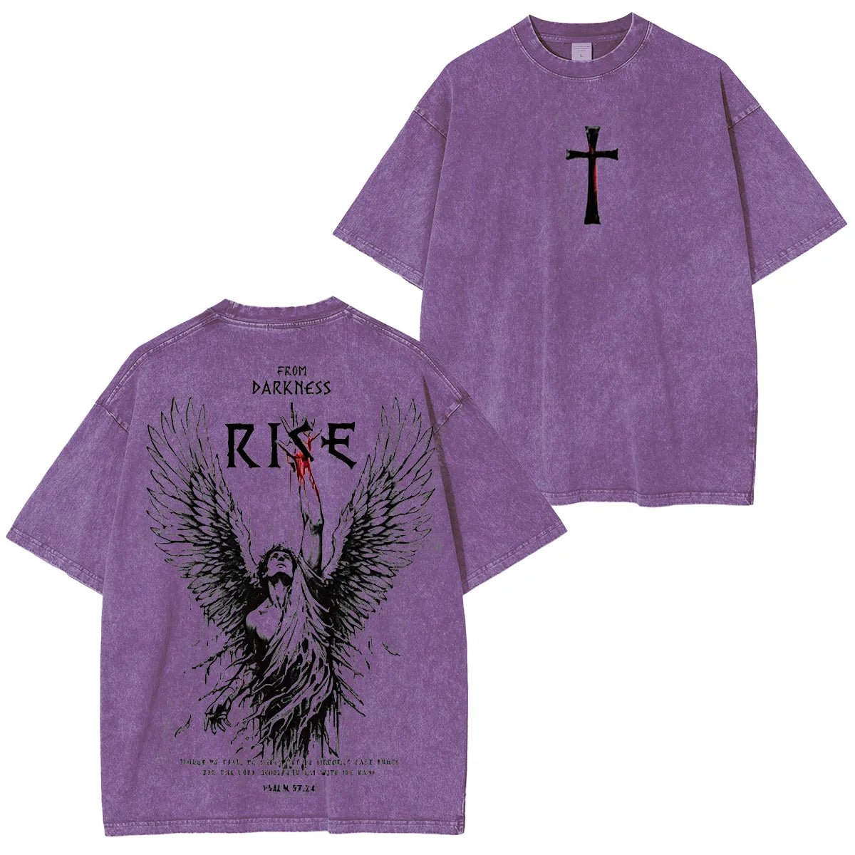 From Darkness Rise Vintage Washed Christian T-Shirt | Fallen Angel Graphic Tee