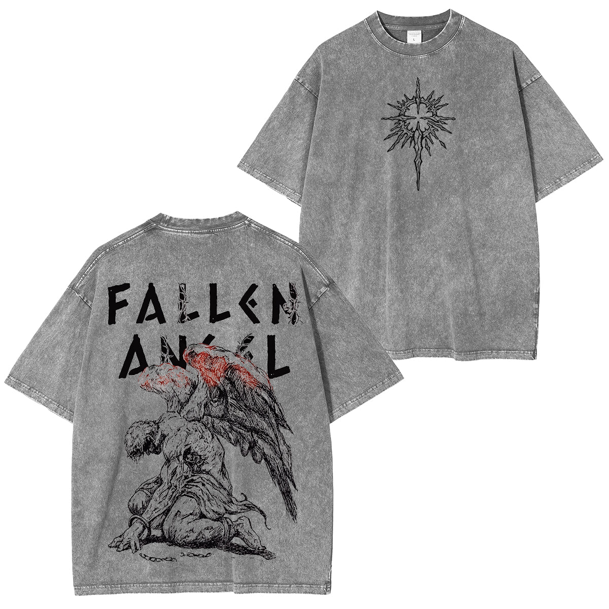 Fallen Angel Shadow Wings Washed Unisex T-Shirt