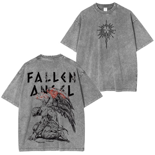 Fallen Angel Shadow Wings Washed Unisex T-Shirt
