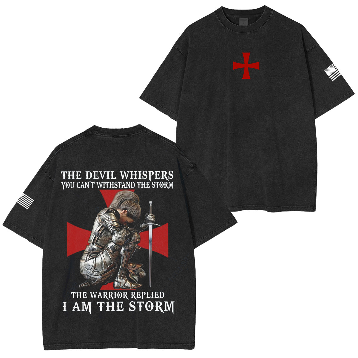 Women Christian Knight Templar I Am The Storm Vintage Washed Unisex T-Shirt