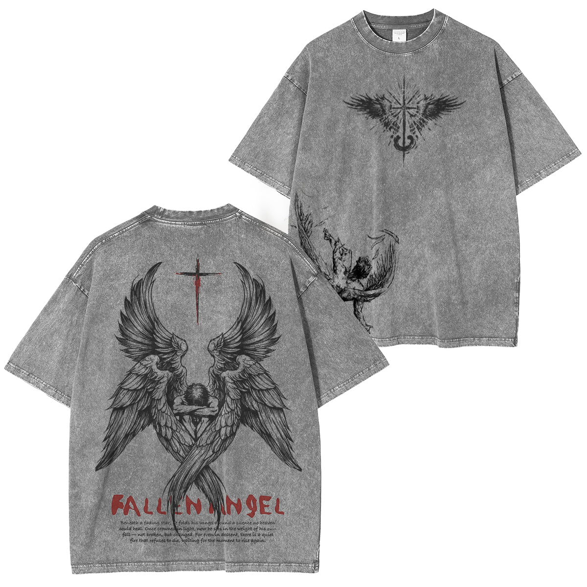 FallenAngel: Broken moments, stronger belief—wear your story. Washed Unisex T-Shirt