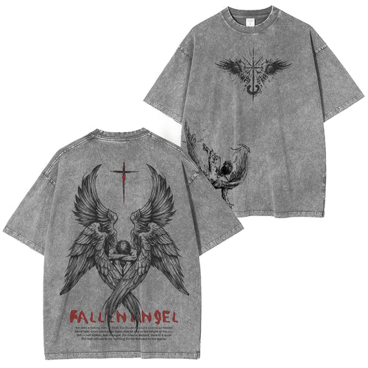 FallenAngel: Broken moments, stronger belief—wear your story. Washed Unisex T-Shirt