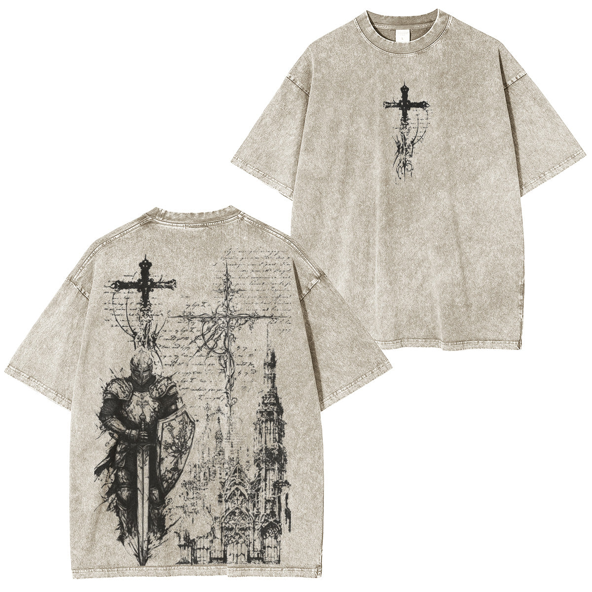 Black Templar Tattoo Washed Unisex T-Shirt