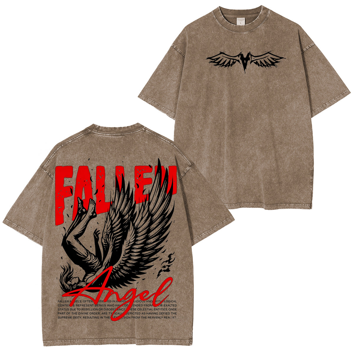 Fallen Angel Angel Wings Washed Unisex T-Shirt