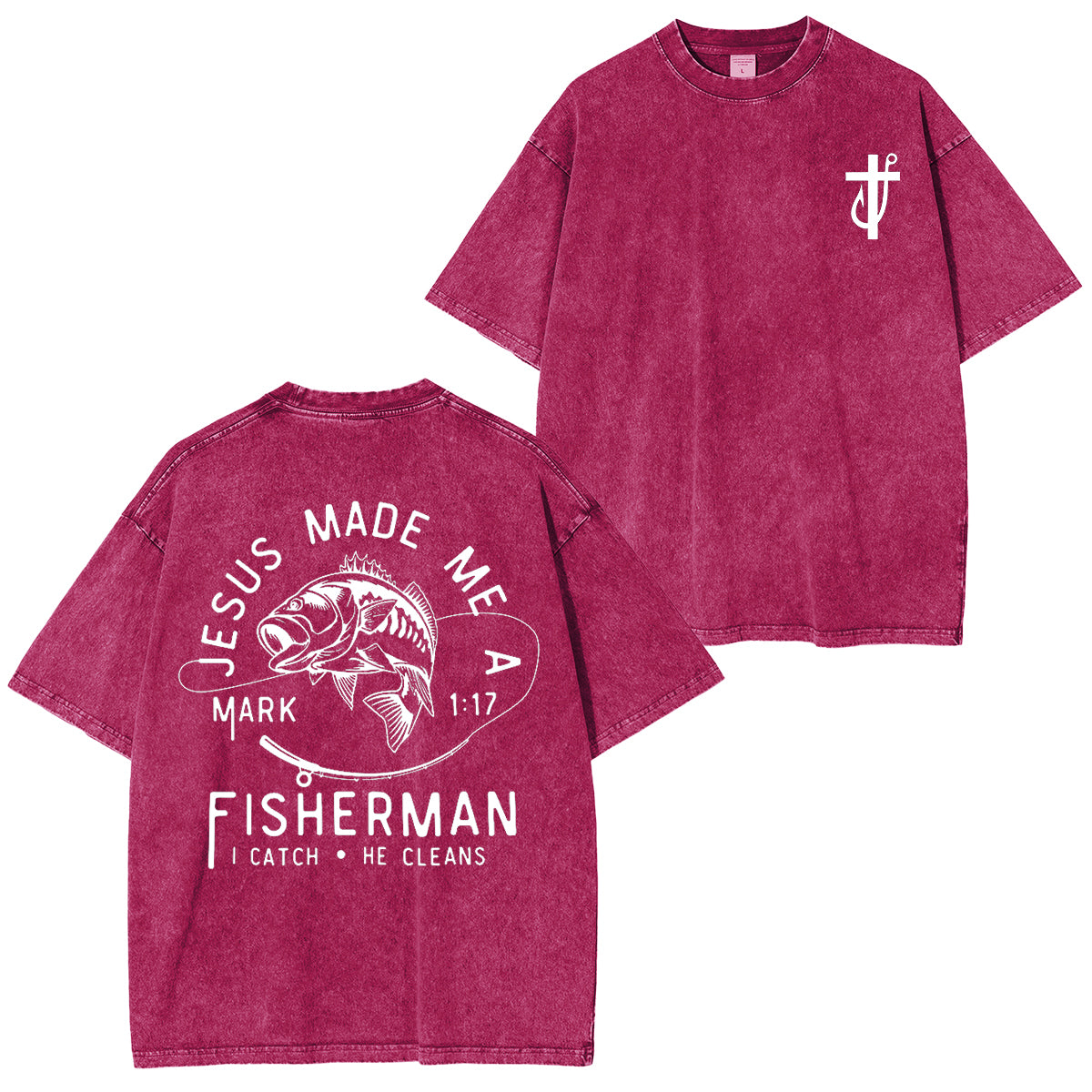 Jesus Made Me a Fishermen Washed Unisex T-Shirt