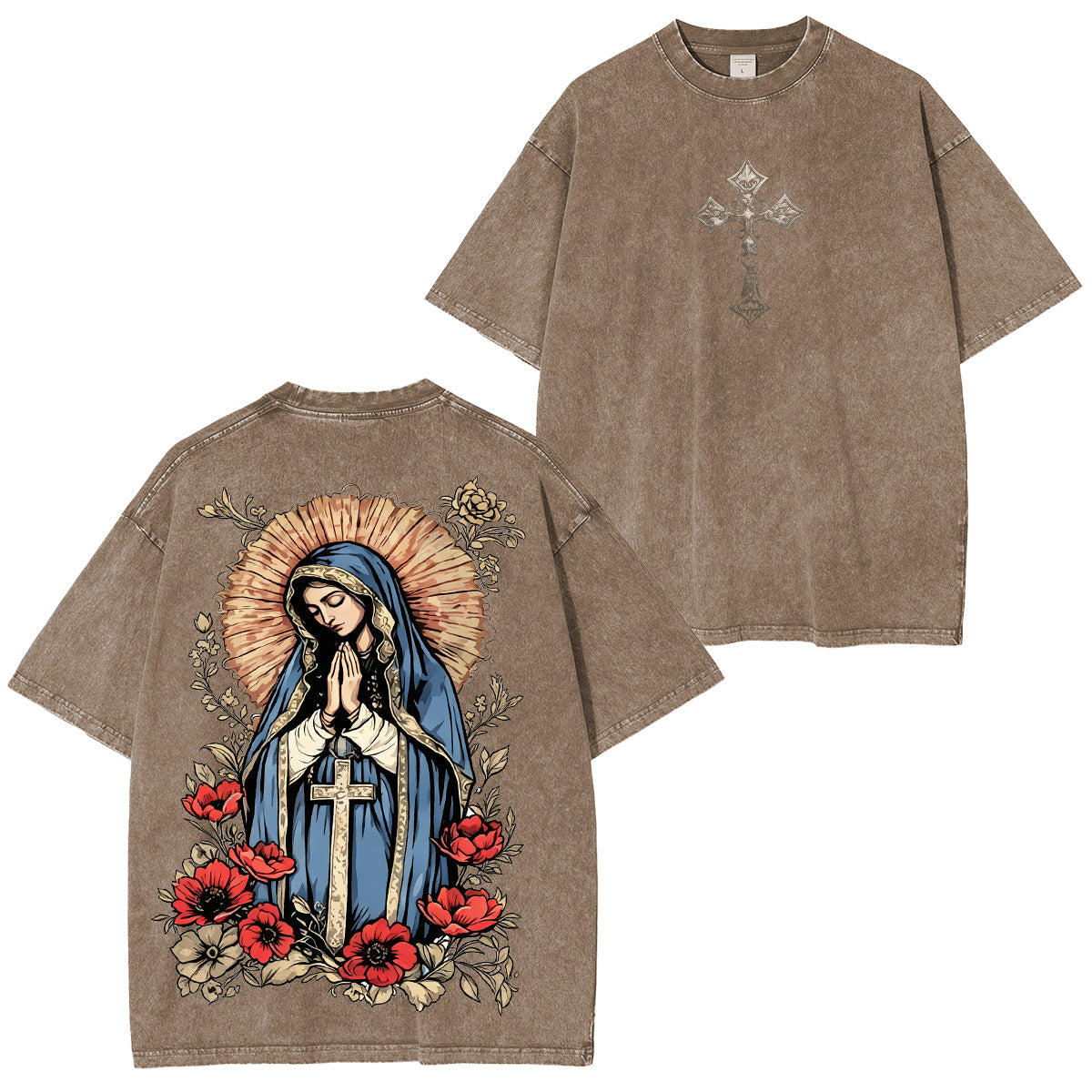Virgin Mary Graphic Washed Unisex T-Shirt
