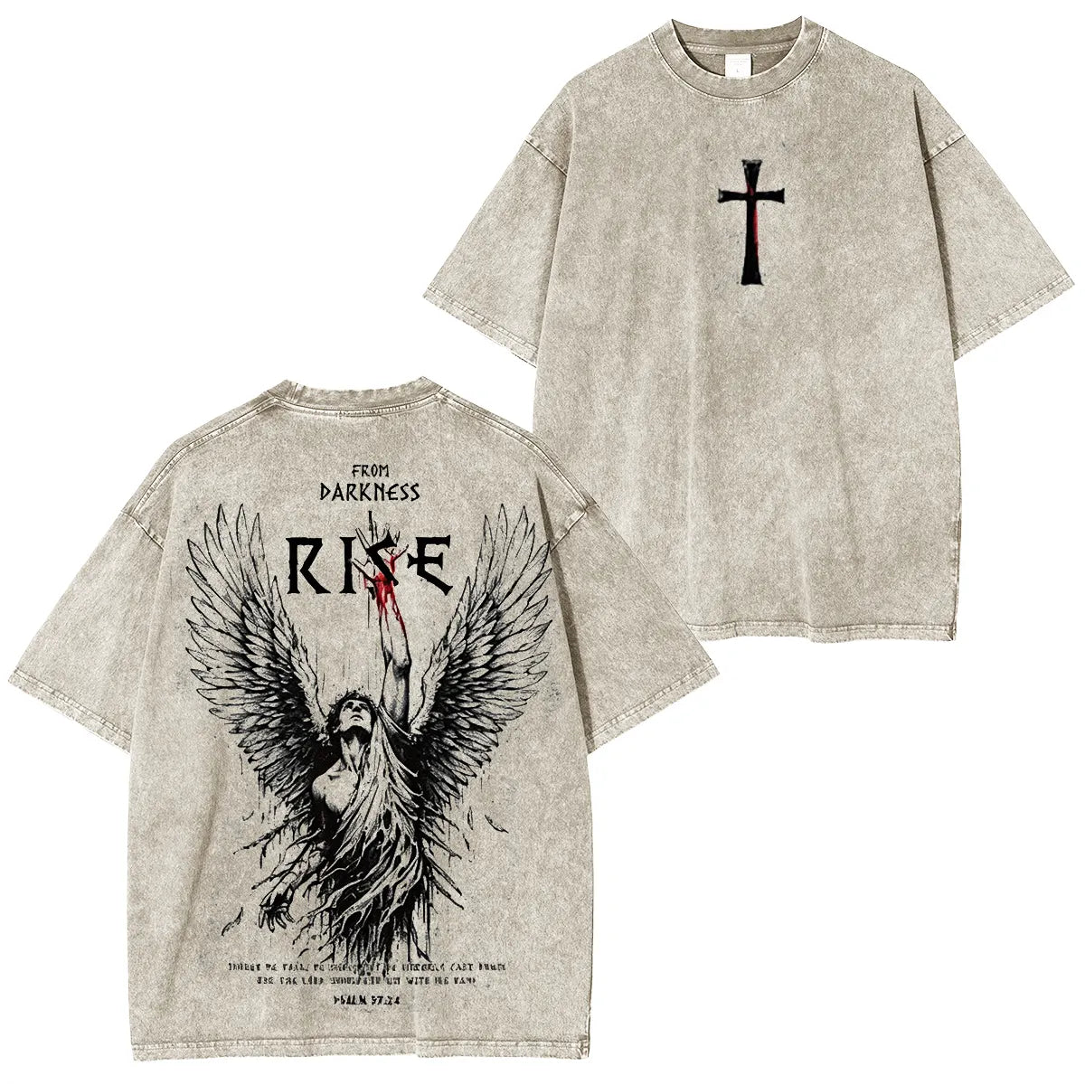 From Darkness Rise Vintage Washed Christian T-Shirt | Fallen Angel Graphic Tee