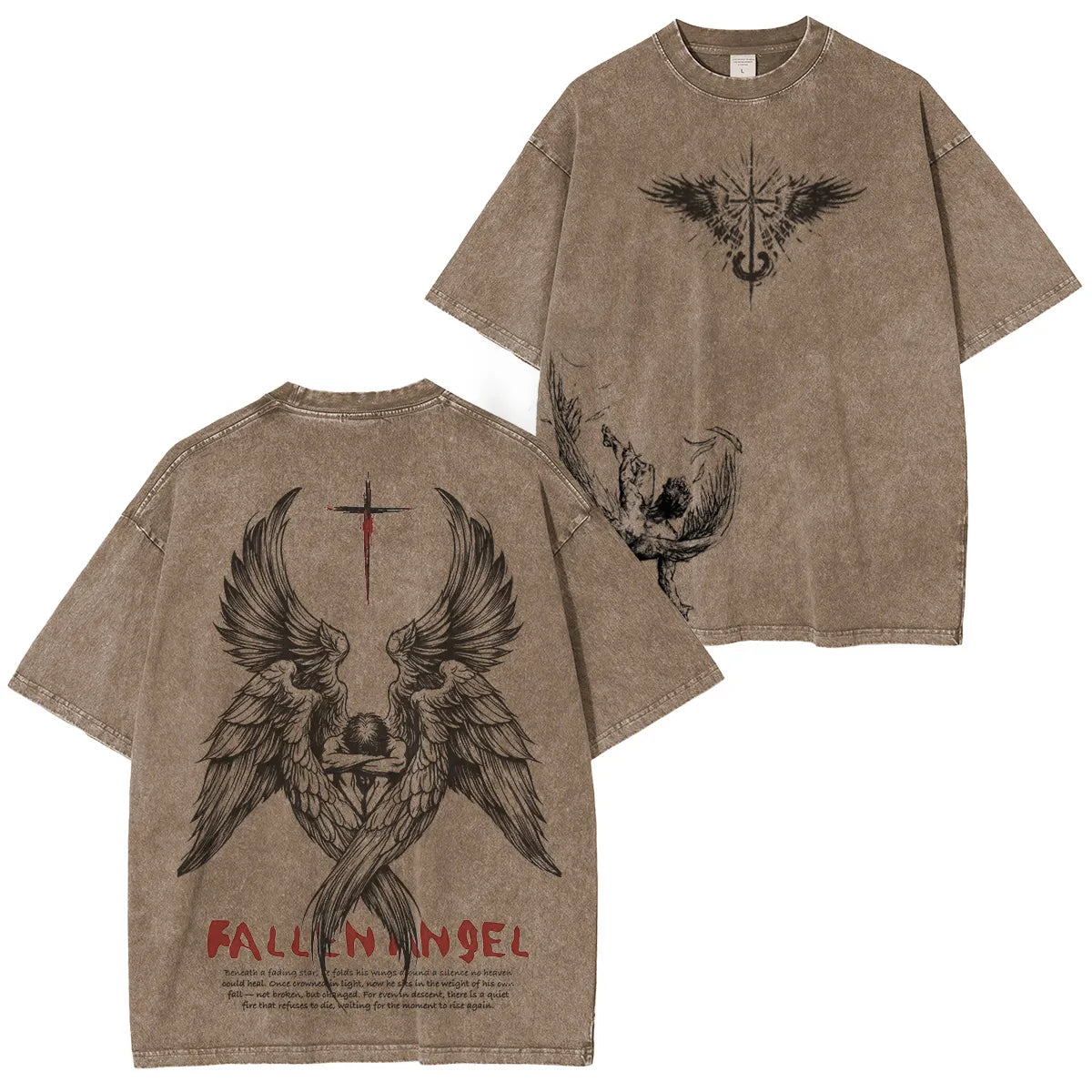 FallenAngel: Broken moments, stronger belief—wear your story. Washed Unisex T-Shirt