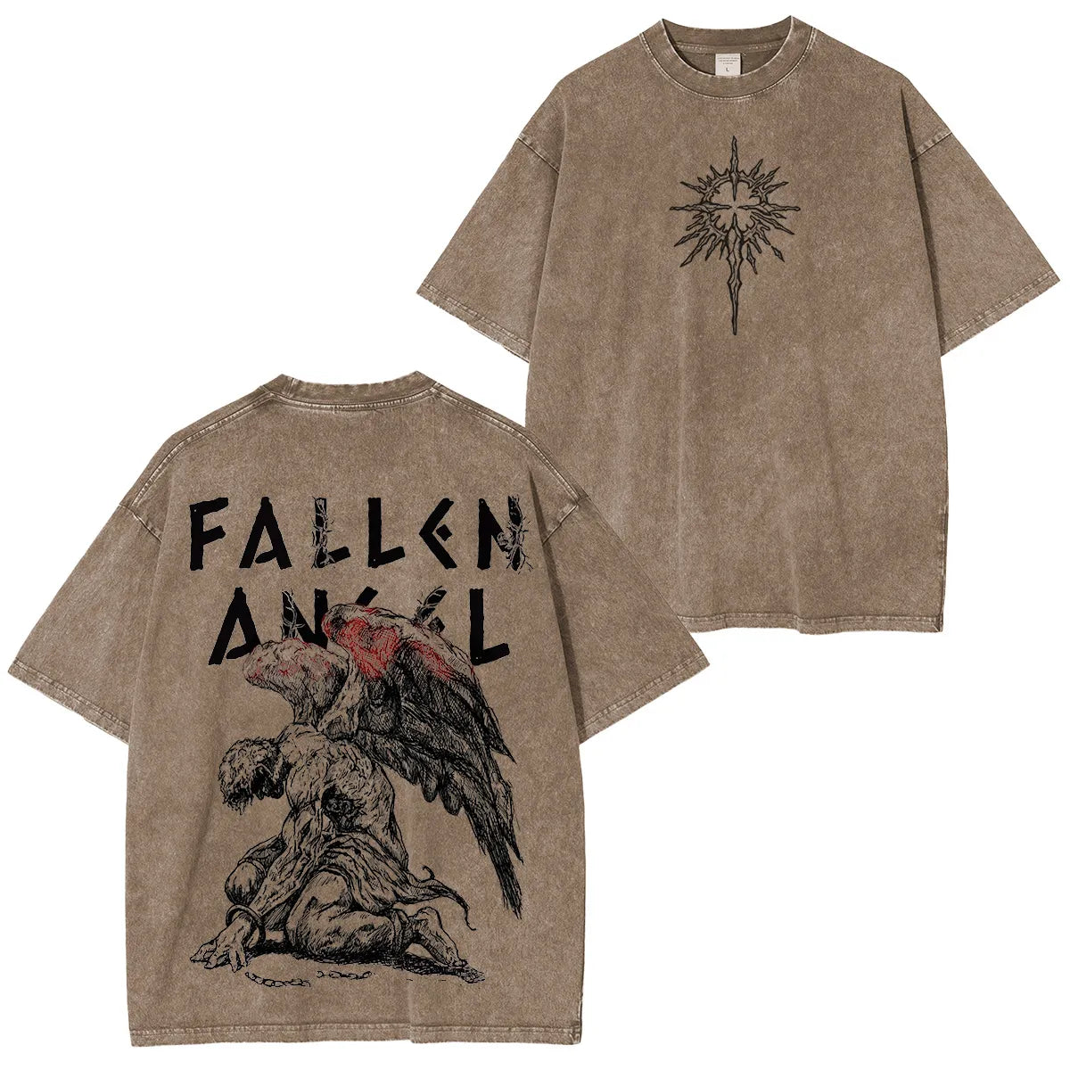 Fallen Angel Shadow Wings Washed Unisex T-Shirt