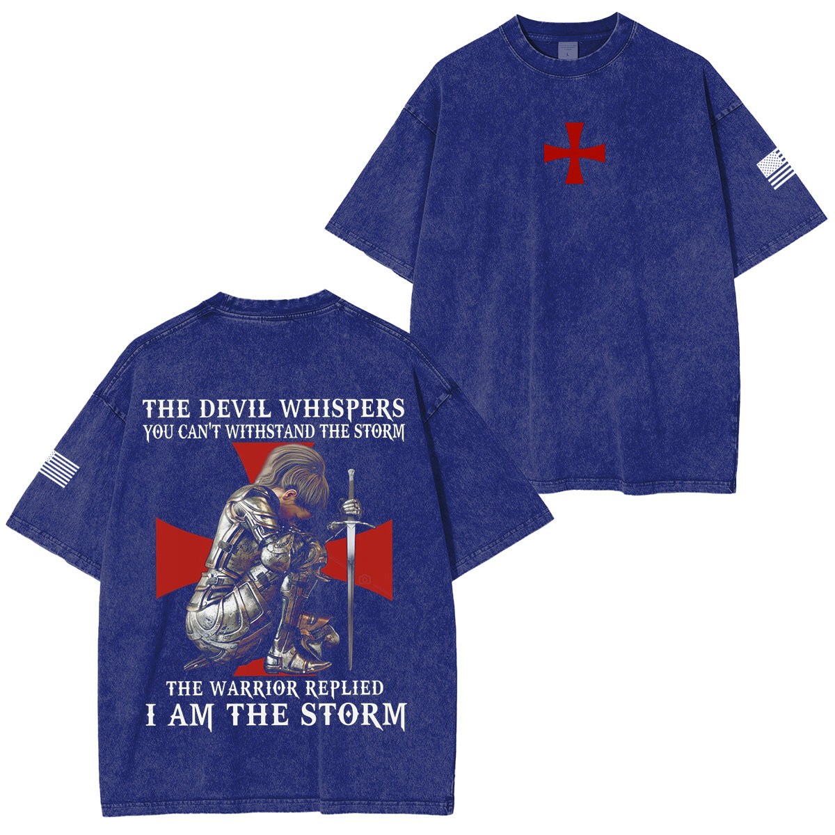 Women Christian Knight Templar I Am The Storm Vintage Washed Unisex T-Shirt