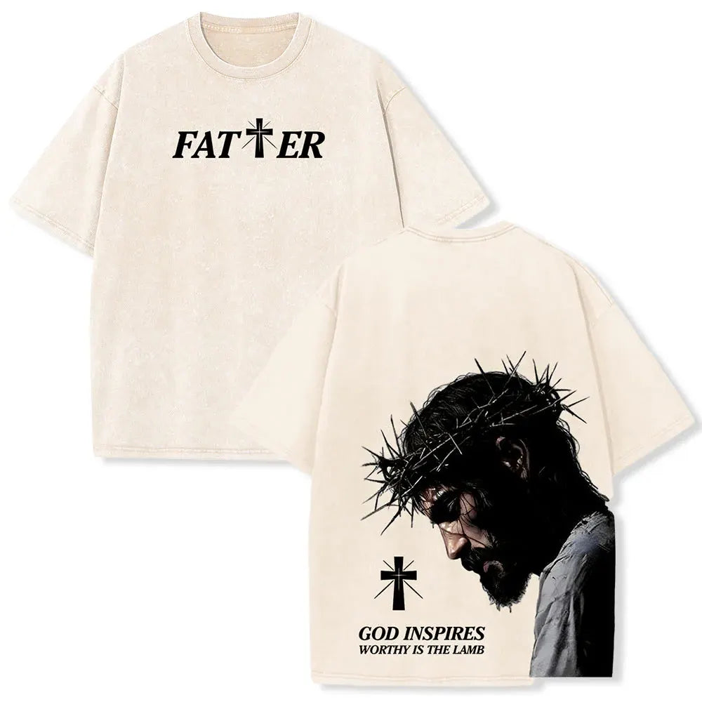 Christianartworkshop Faith-Filled Jesus Crown of Thorns Washed Unisex T-Shirt