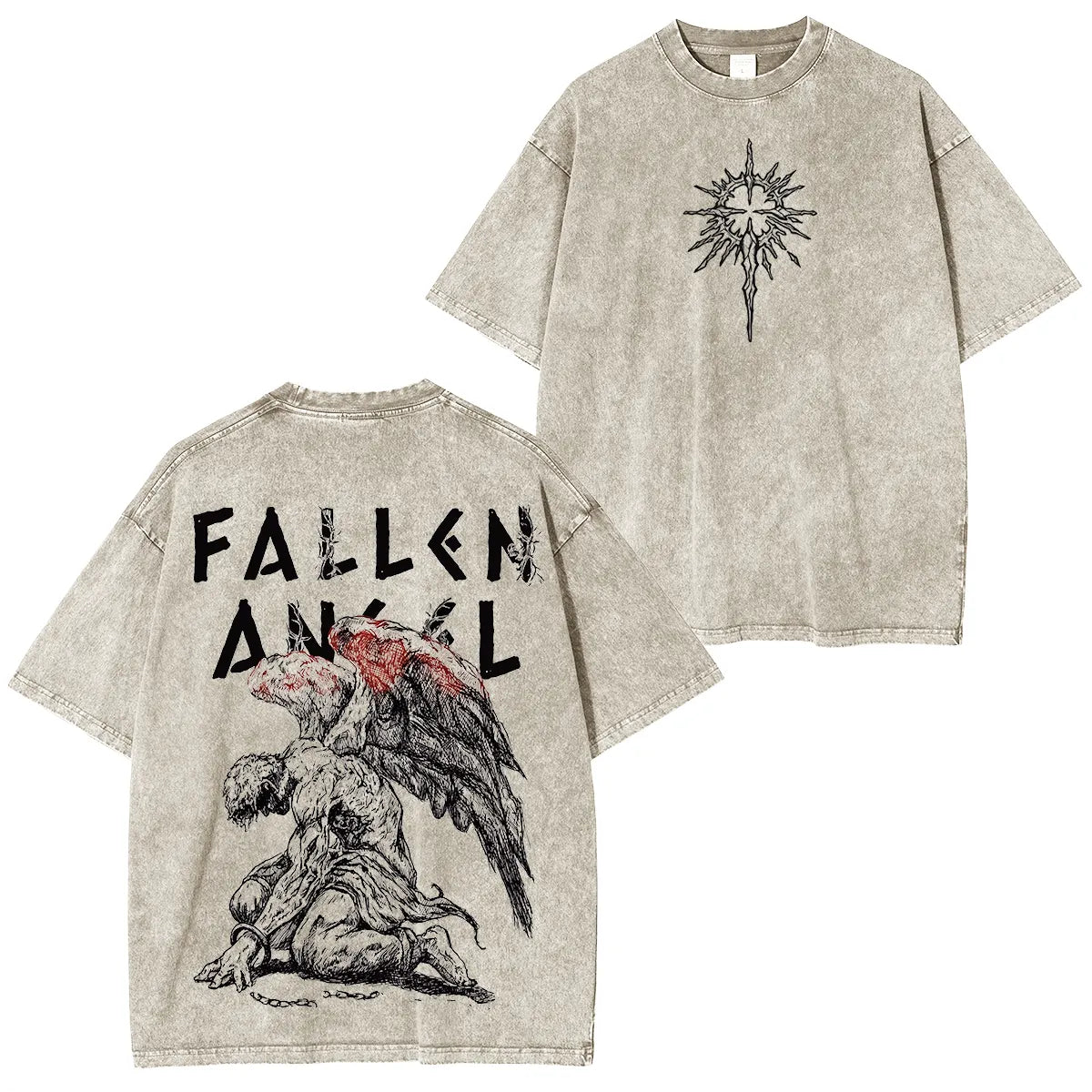 Fallen Angel Shadow Wings Washed Unisex T-Shirt