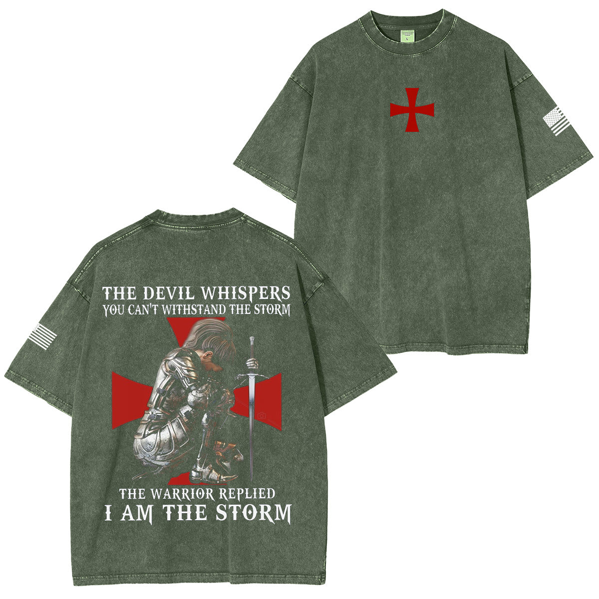 Women Christian Knight Templar I Am The Storm Vintage Washed Unisex T-Shirt
