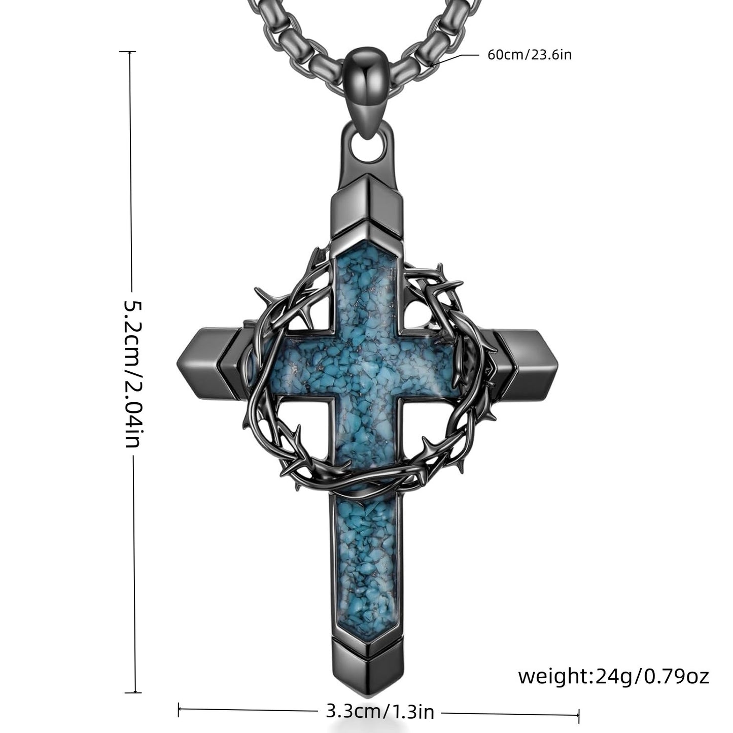 Vintage Crown of Thorns Cross Pendant Necklace – Timeless Symbol of Faith