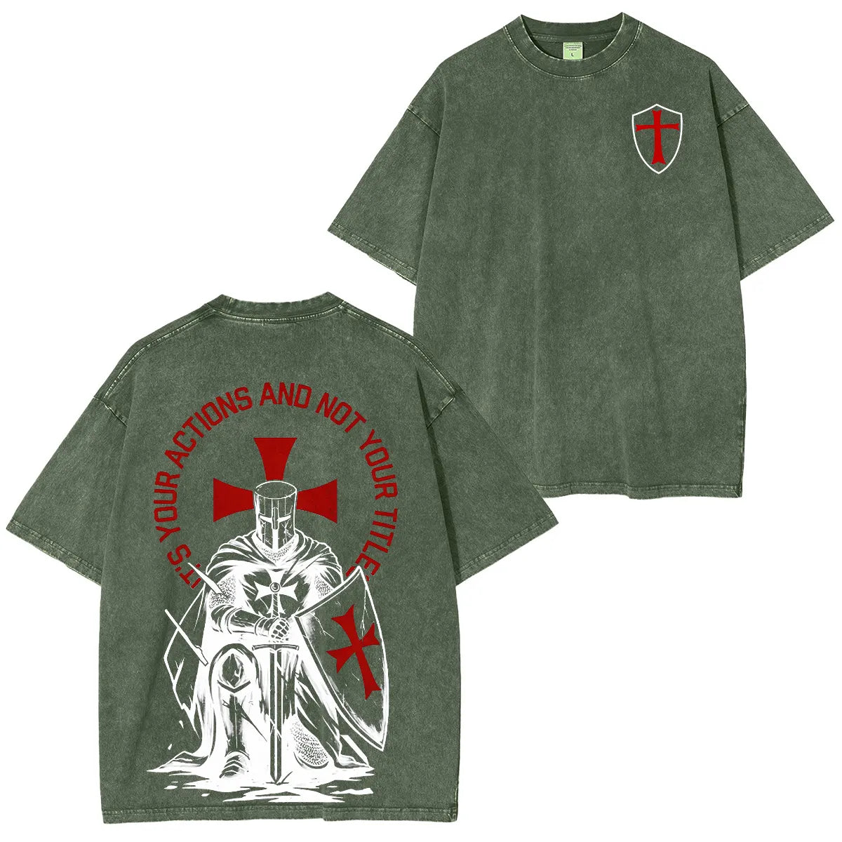 Crusader Knight Washed Unisex T-Shirt