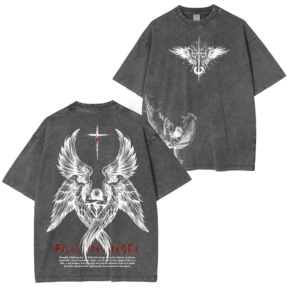 FallenAngel: Broken moments, stronger belief—wear your story. Washed Unisex T-Shirt