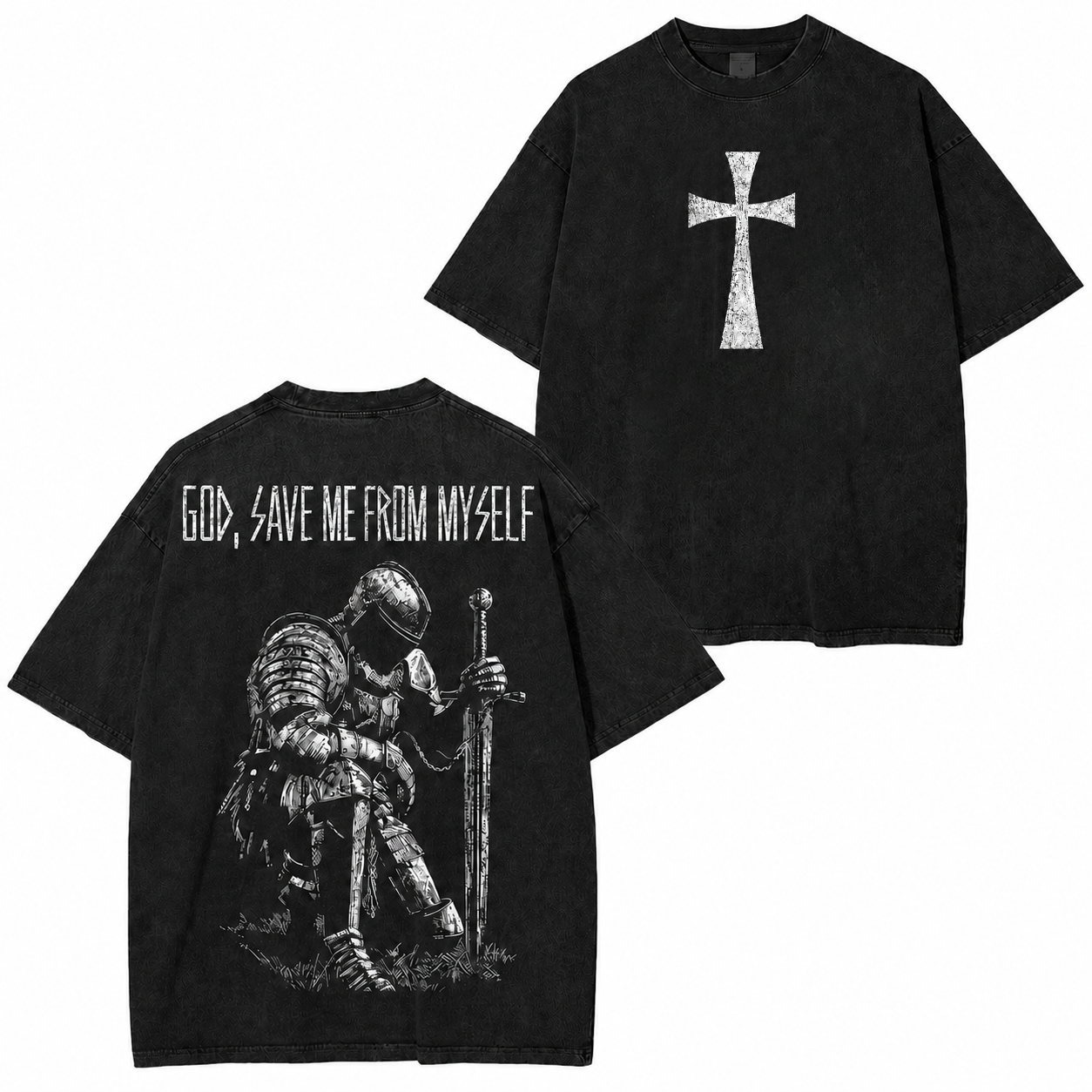 God, Save Me From Myself Vintage Knight Washed T-Shirt/Crewneck/Hoodie