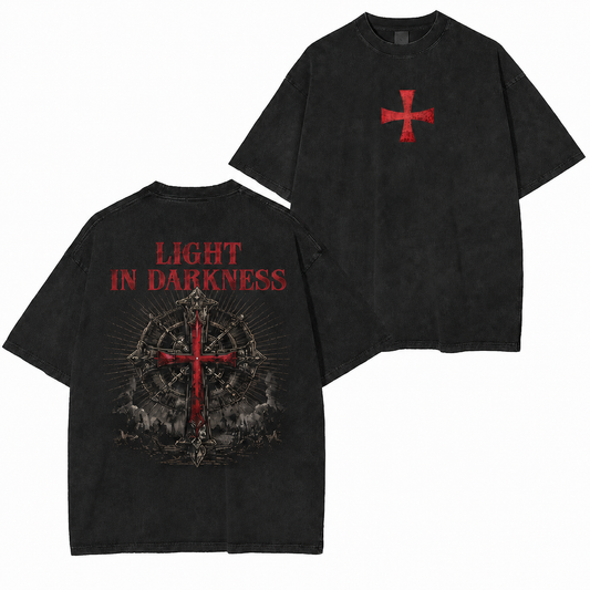 Light in Darkness Vintage Cross Washed T-Shirt/Crewneck/Hoodie