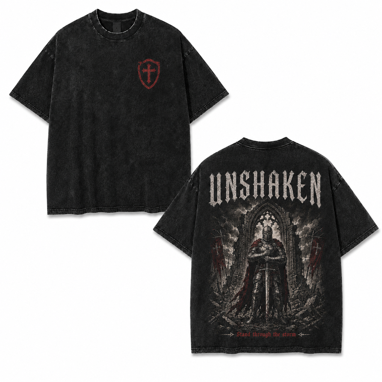 Unshaken Knight Washed Oversized T-Shirt/Crewneck/Hoodie