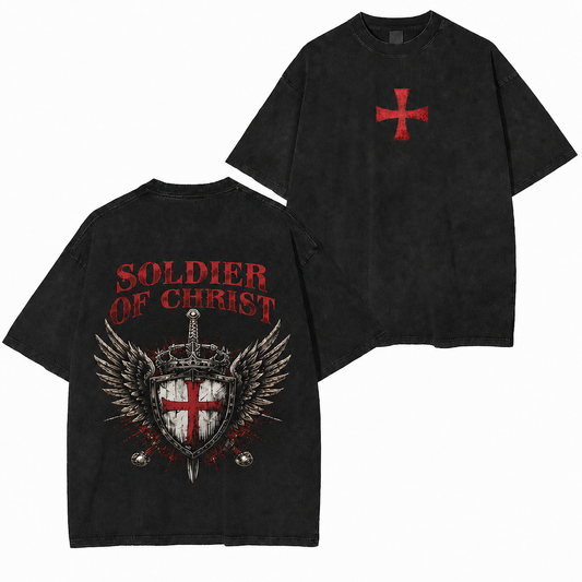 Soldier of Christ Crusader Knight Washed T-Shirt/Crewneck/Hoodie